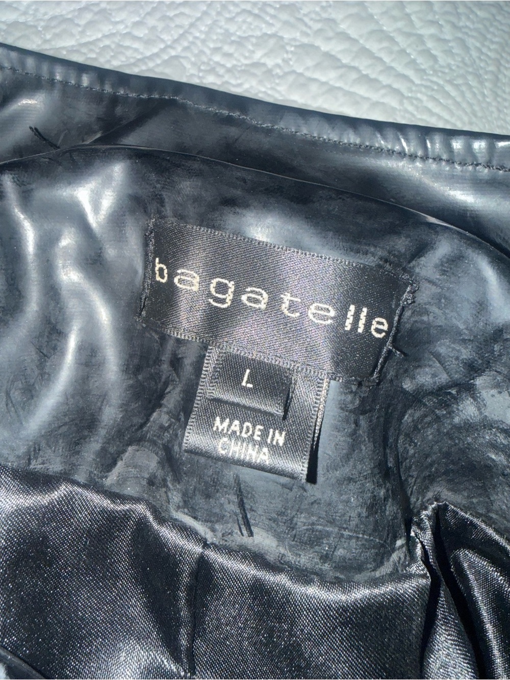 Bagatelle Black Faux Leather Trench Coat Women’s Large Belted Look Vegan - Picture 3 of 7